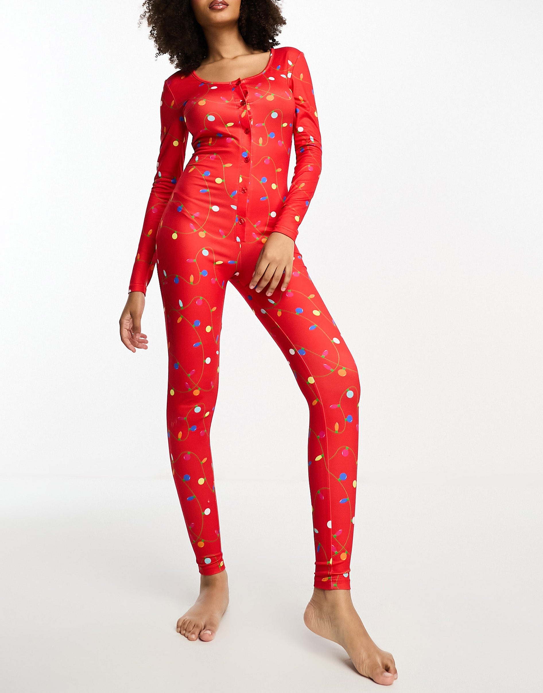 Loungeable pyjama jumpsuit with fairy light print ASOS Sample Sale