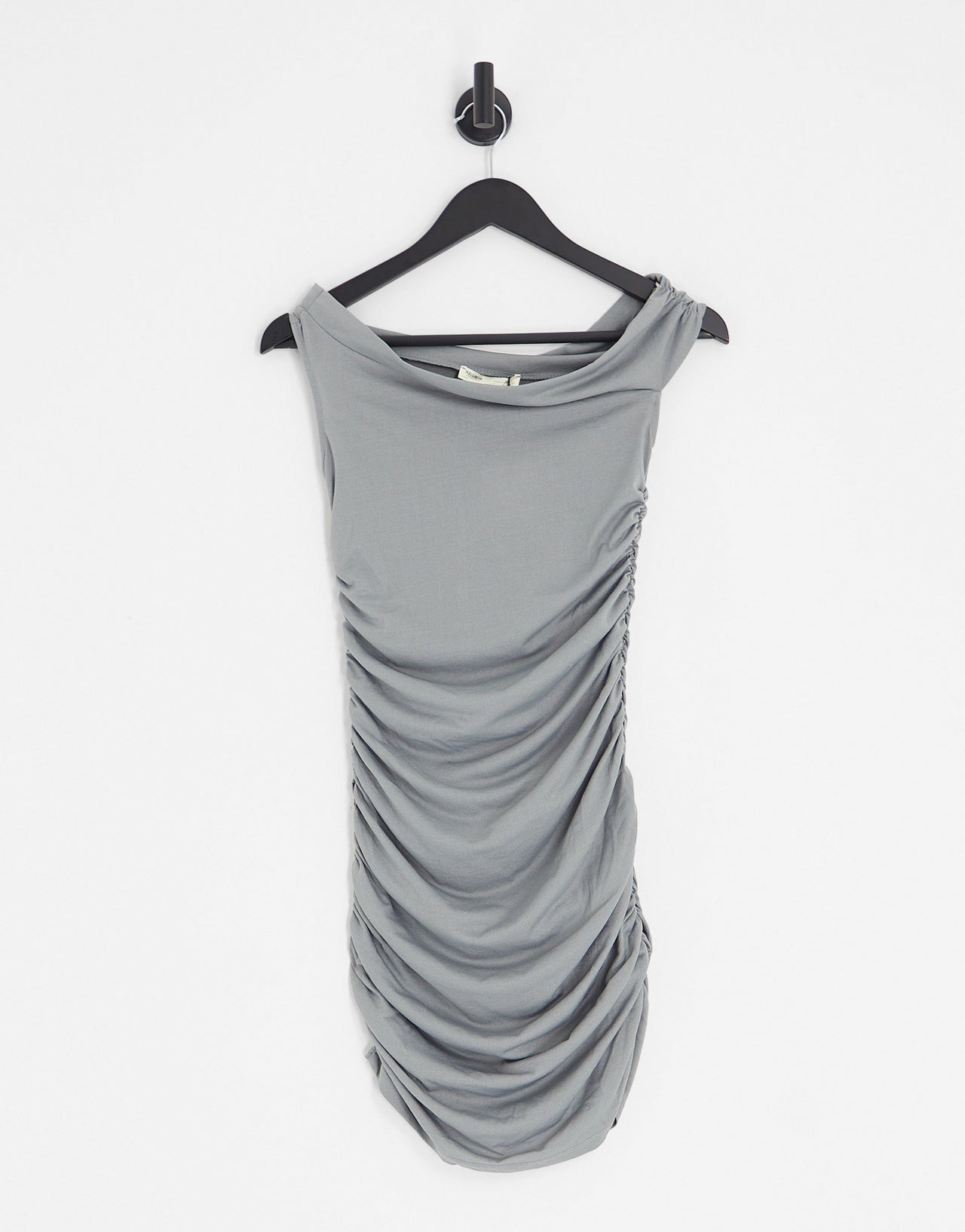 Pull&Bear asymmetric detail mini dress in grey