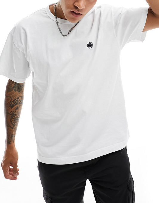 Pretty Green Hi Fi back print relaxed fit t-shirt in white