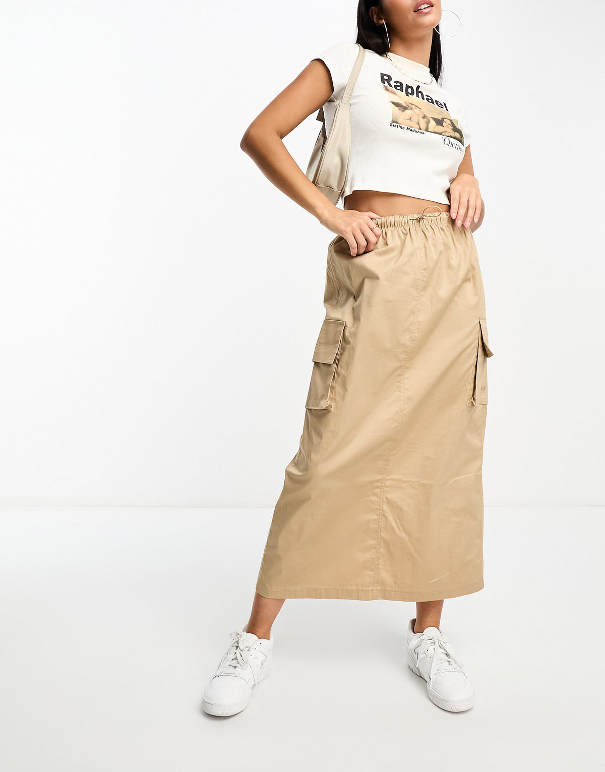 Sixth June cargo maxi skirt in beige