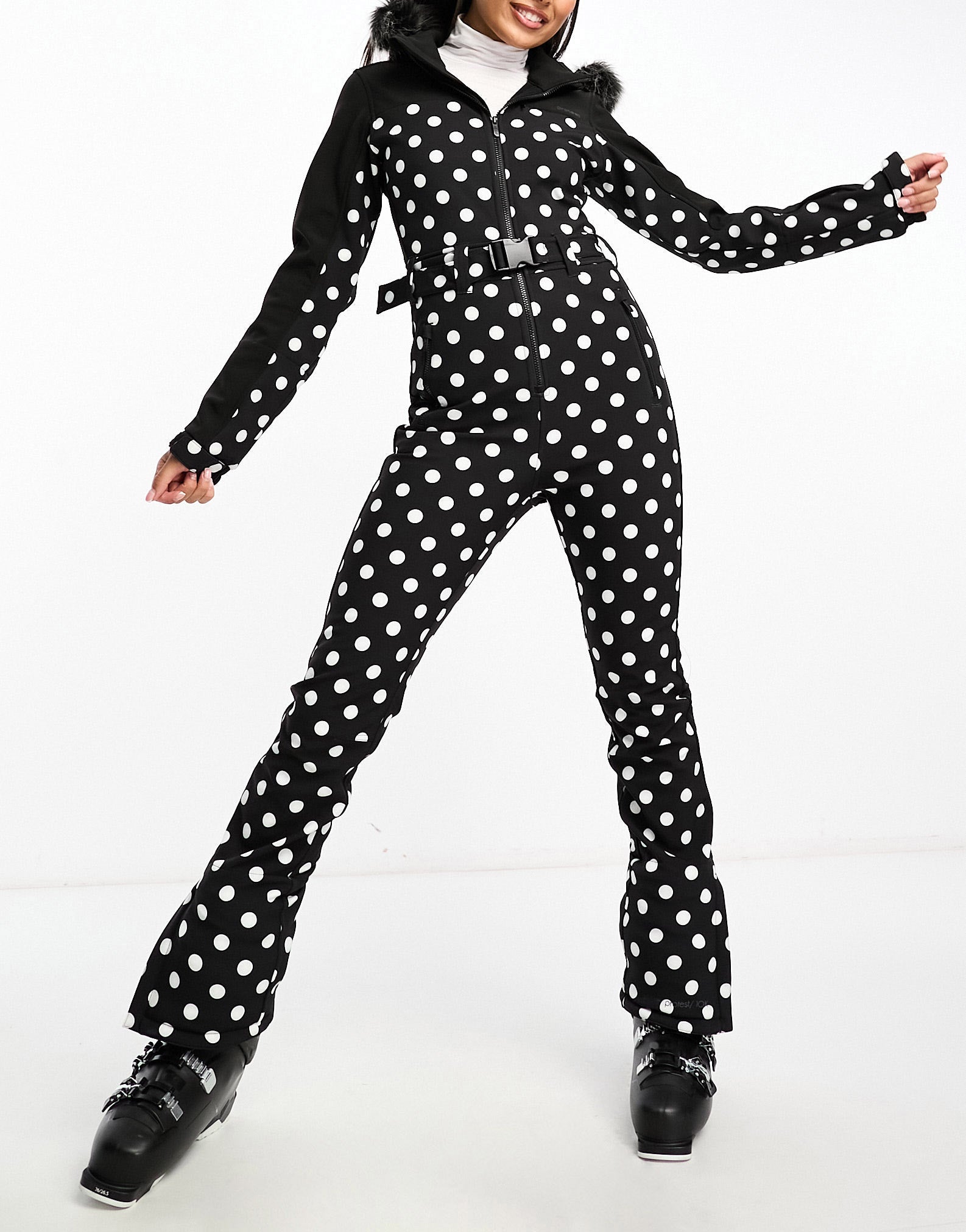 Protest ski suit in black and white polka dot ASOS Sample Sale