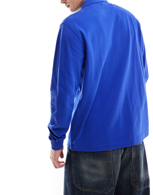 Barbour x ASOS exclusive long sleeve polo shirt in cobalt blue