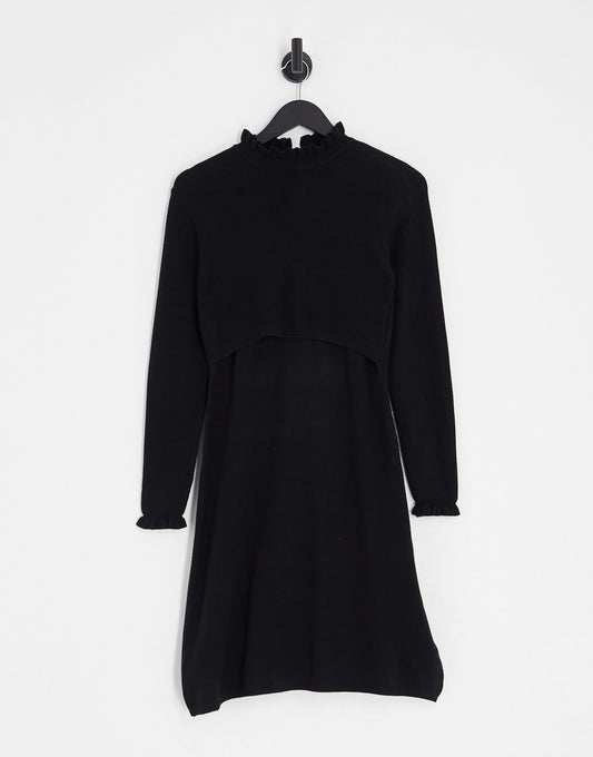 Mamalicious maternity knitted midi dress in black