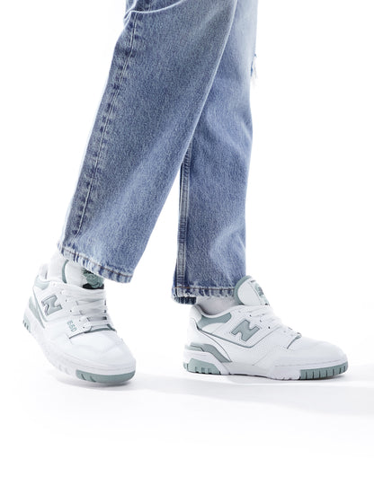 New Balance 550 trainers in white and sage