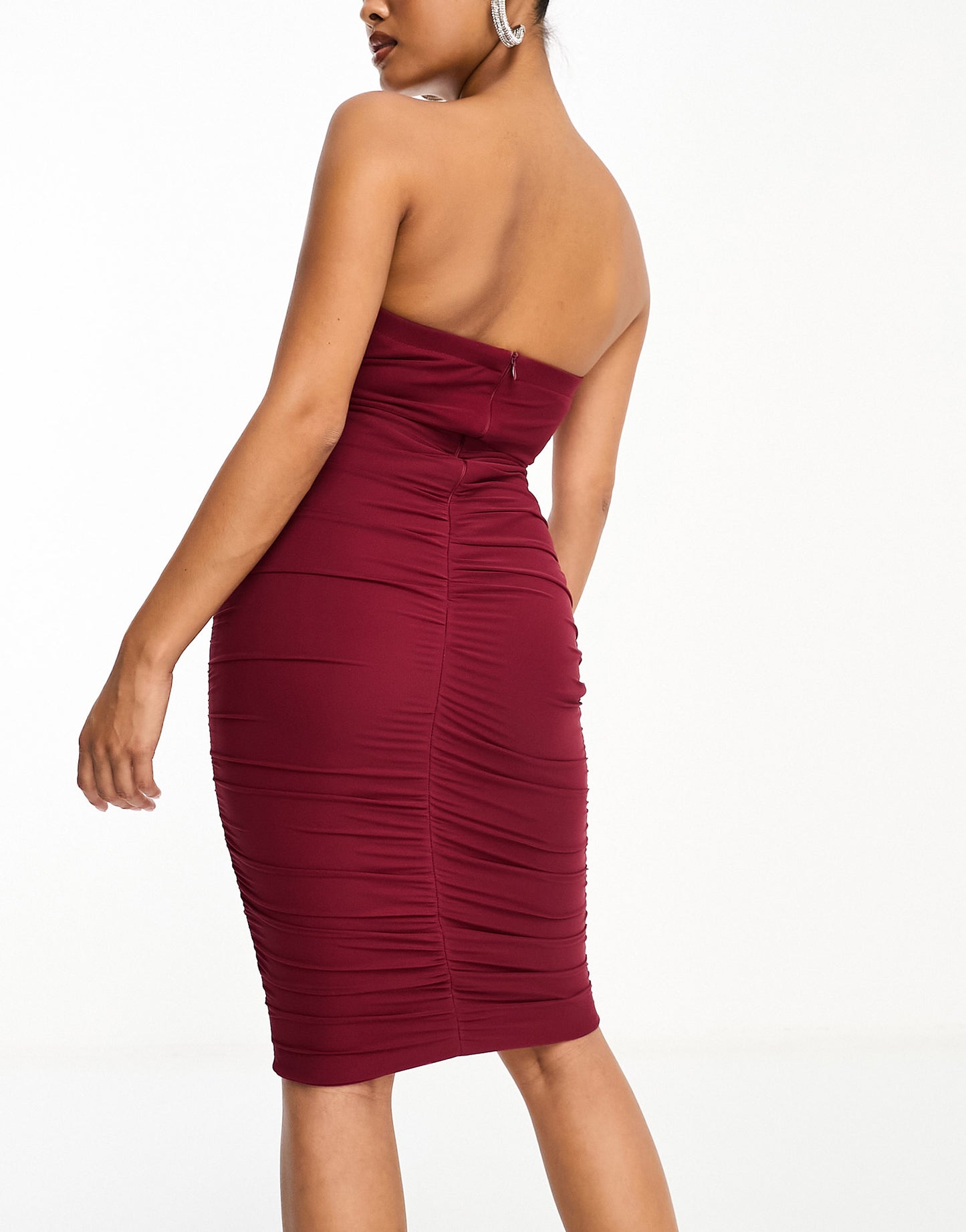 Jaded Rose Petite contoured corset midi dress in burgundy ASOS Sample