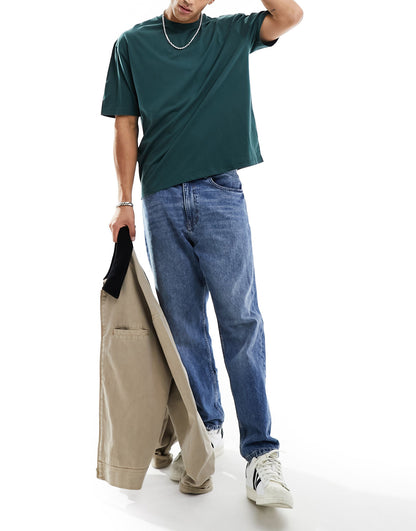 ASOS DESIGN oversized t-shirt in green with back renaissance print
