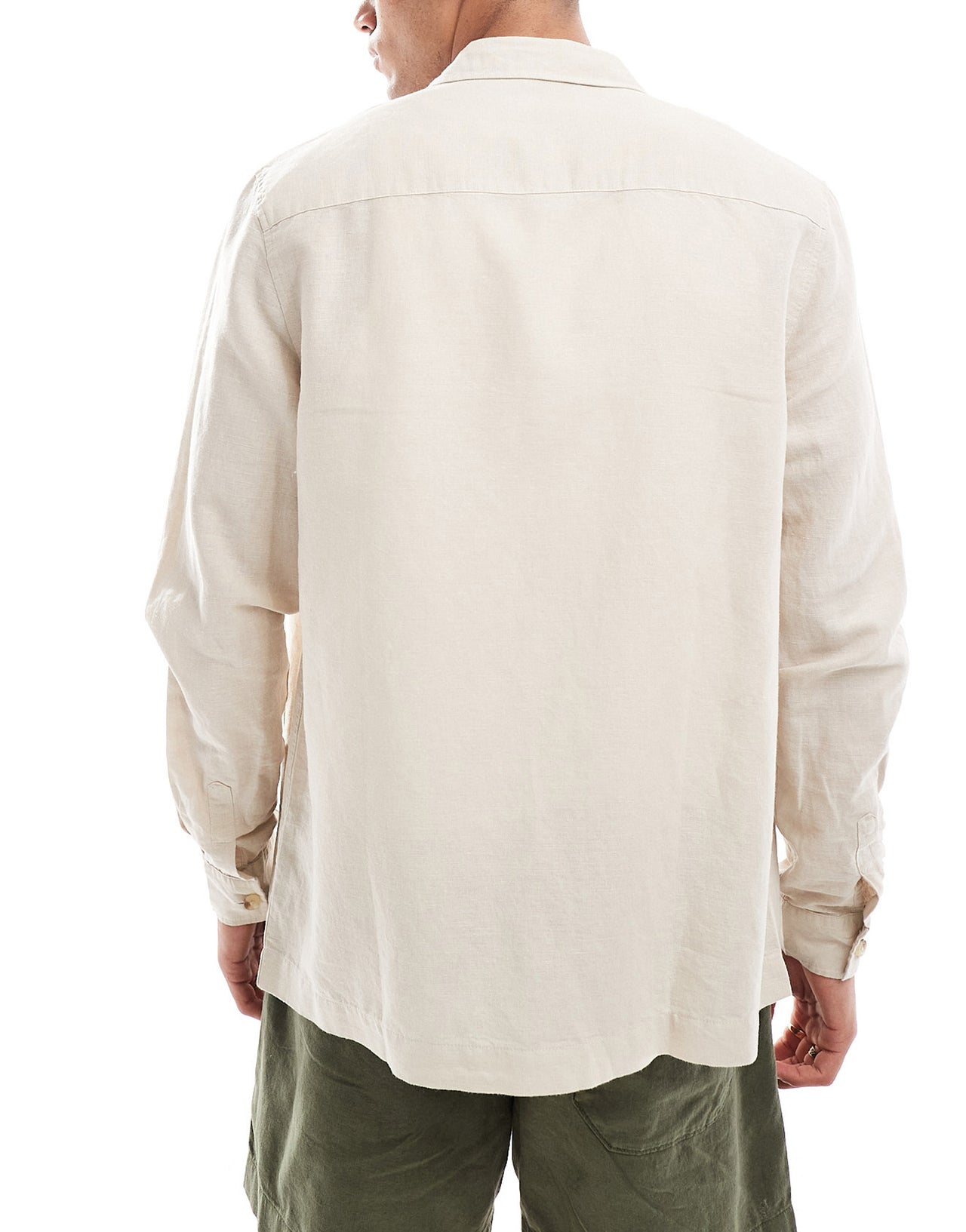 ASOS DESIGN linen blend overshirt in stone