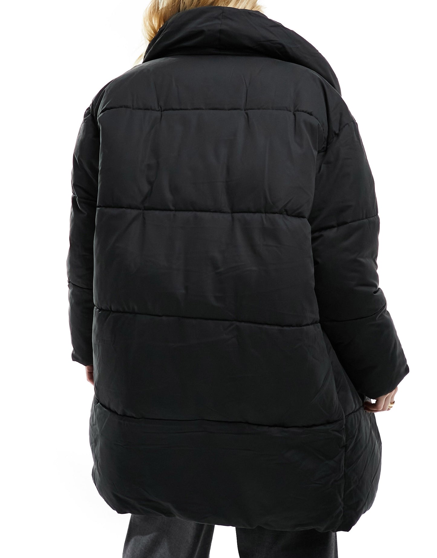 Monki oversized longline padded coat in black ASOS Sample Sale
