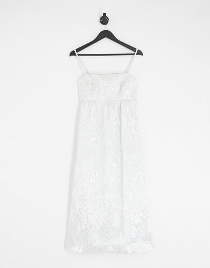 Nobody's Child texture jacquard midi dress in silver