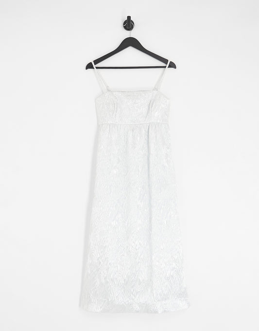 Nobody's Child texture jacquard midi dress in silver