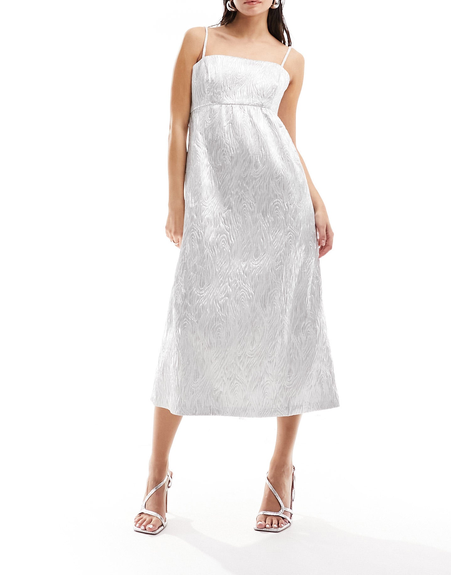 Nobody's Child texture jacquard midi dress in silver