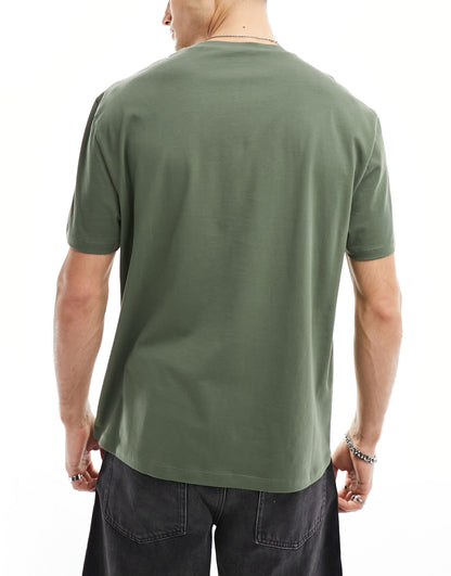 ASOS DESIGN 2 pack relaxed t-shirts in white and khaki