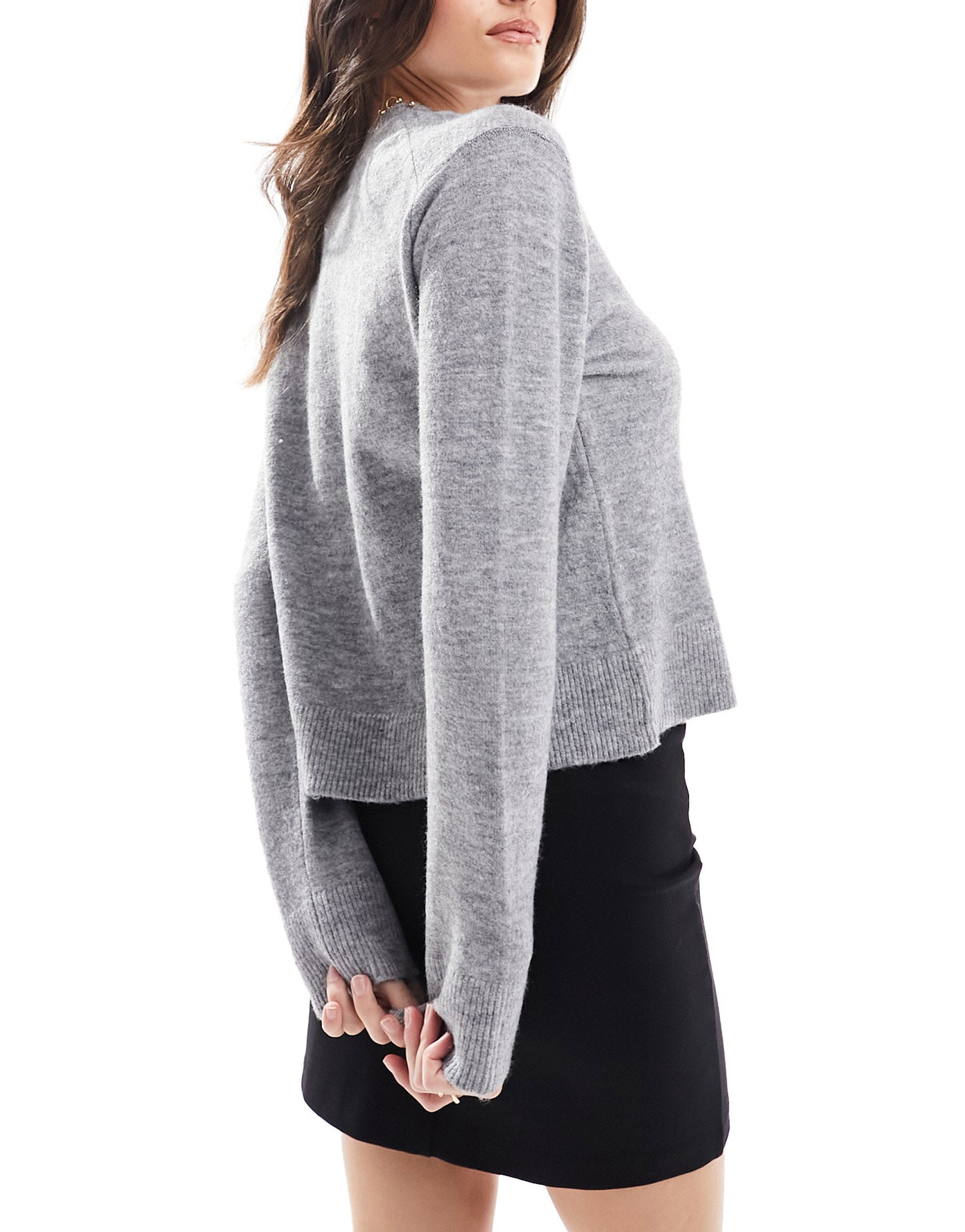 Weekday Ayla knitted jumper in grey marl