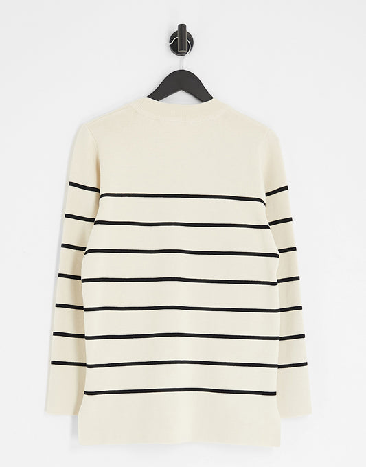 Selected Femme knitted jumper in white with black stripes