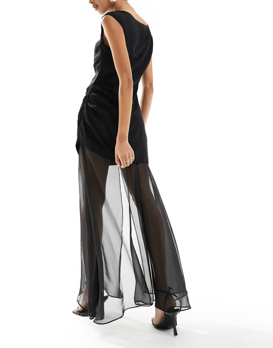Ever New sheer contrast maxi dress in black