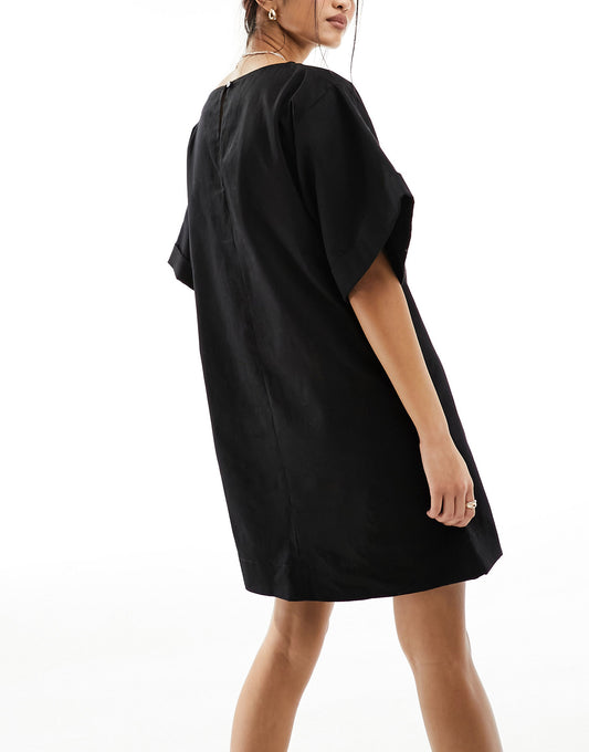 ASOS DESIGN twill boxy t-shirt mini dress in black