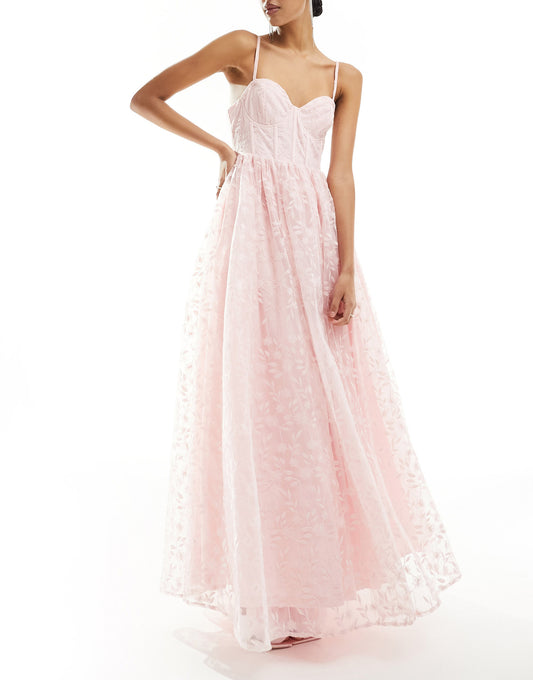 Maya Premium bandeau organza maxi dress in peach