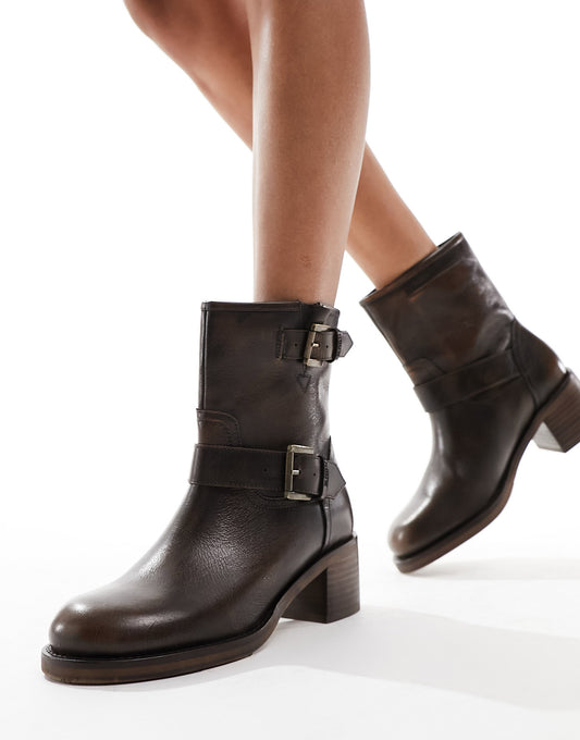 Bronx New Camperos biker ankle boots in brown