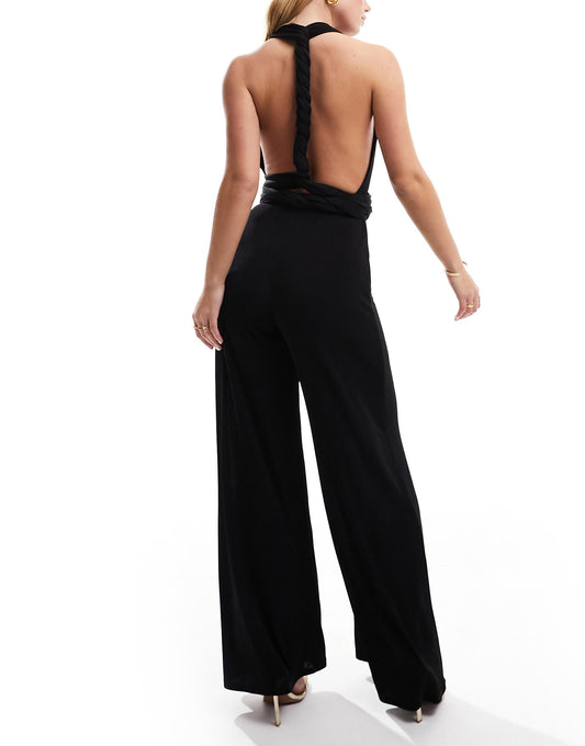 Style Cheat multi way wide leg jumpsuit in black