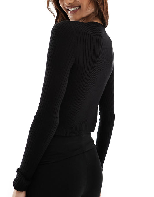Miss Sixty embellished hook and eye cardigan in black
