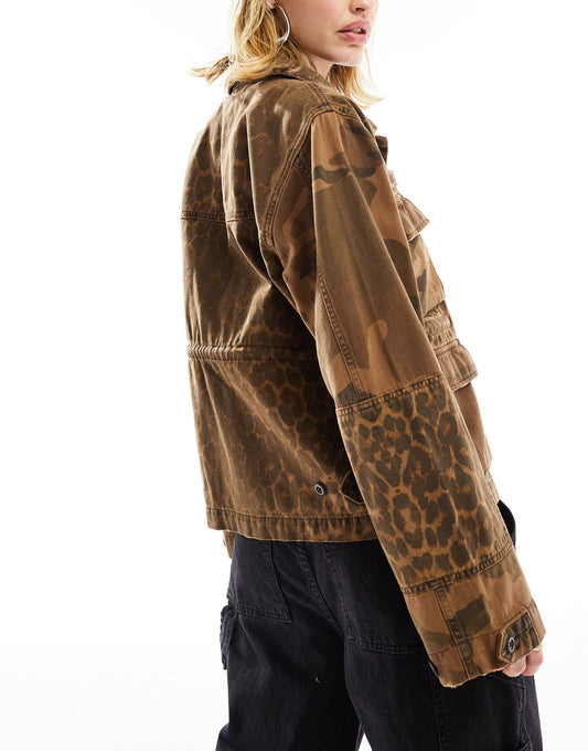 AllSaints Finch leppo mix jacket in brown