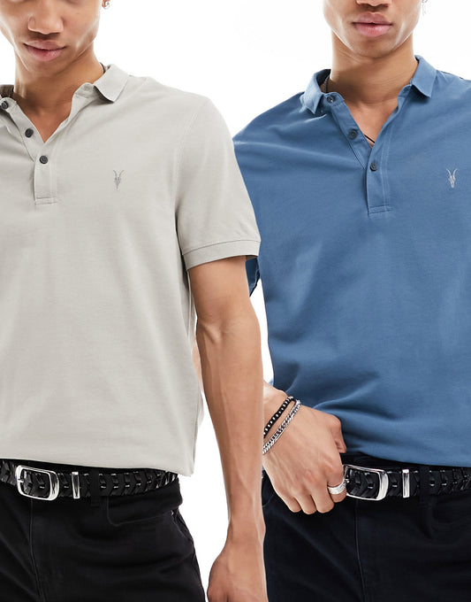 AllSaints Reform polo shirt 2-pack in multi