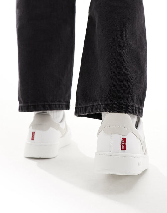 Levi's Swift leather trainer in white with cream suede backtab