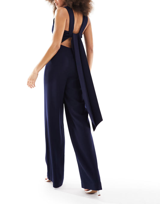 Whistles tie back maxi jumpsuit in navy
