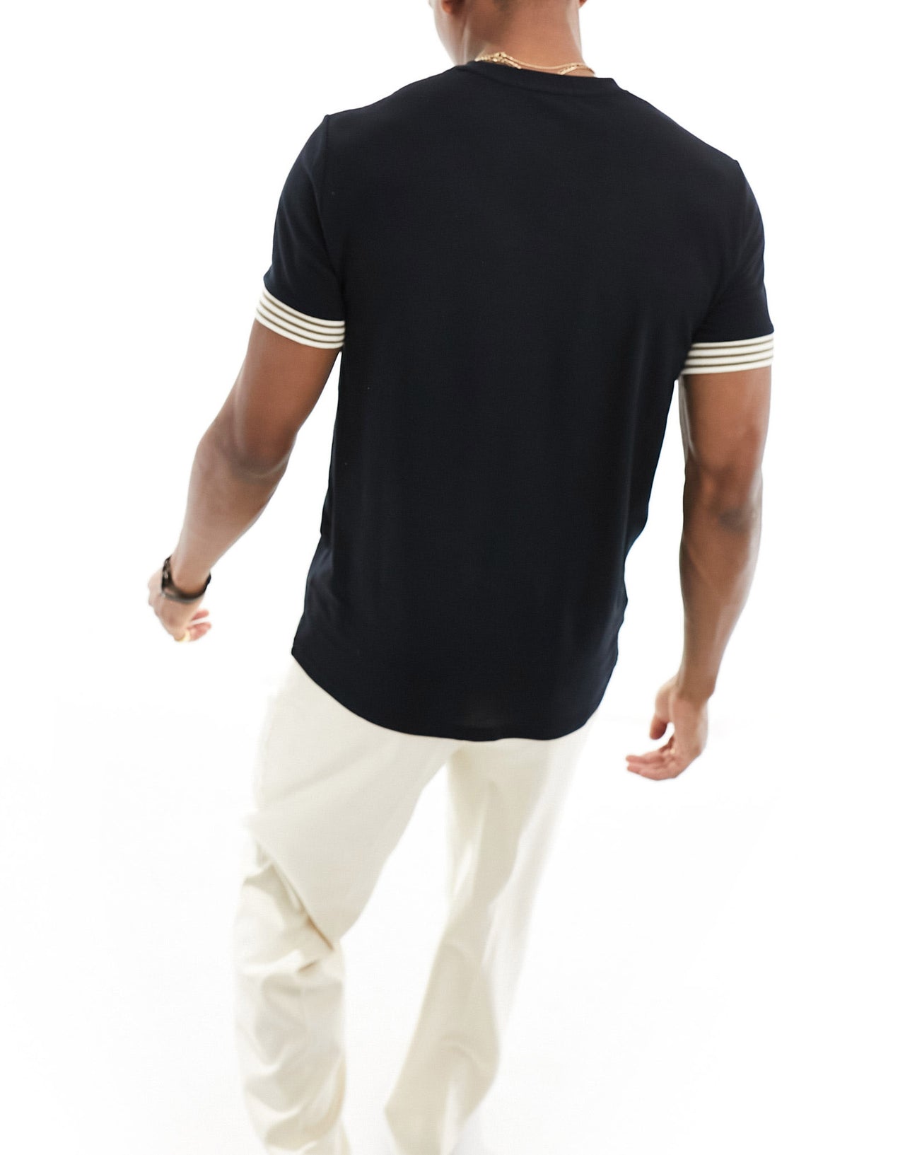 Fred Perry striped cuff t-shirt in black