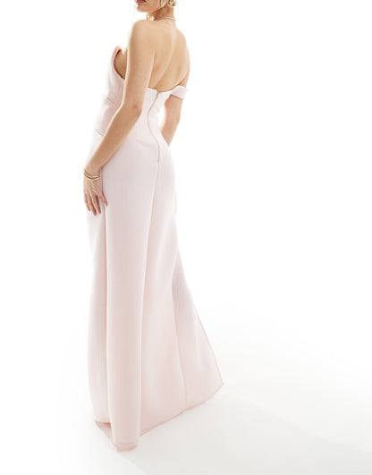 ASOS DESIGN premium one shoulder sculpted maxi dress in pink