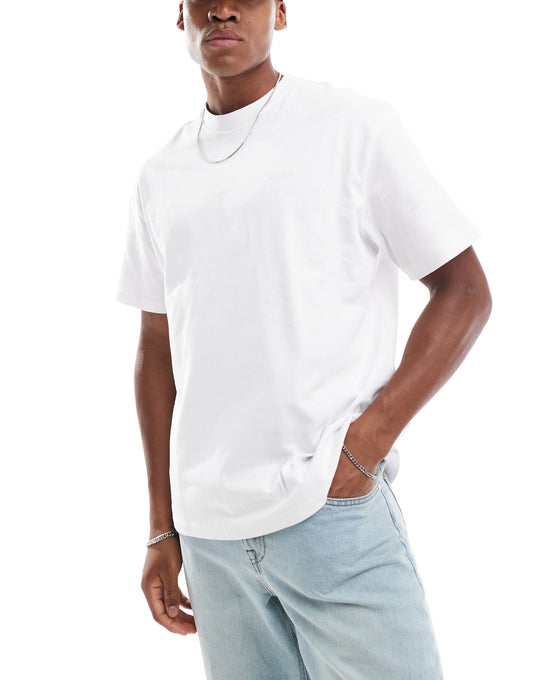 Bershka boxy tonal print t-shirt in white