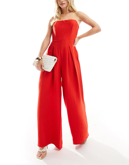 Nobody's Child Petite Rory structured wide leg jumpsuit in red