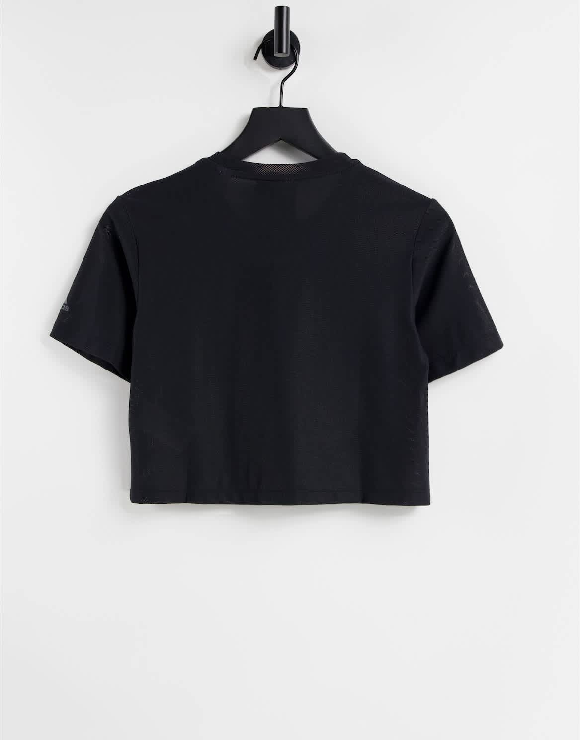 adidas Training x Universal Standard cropped mesh t-shirt in black