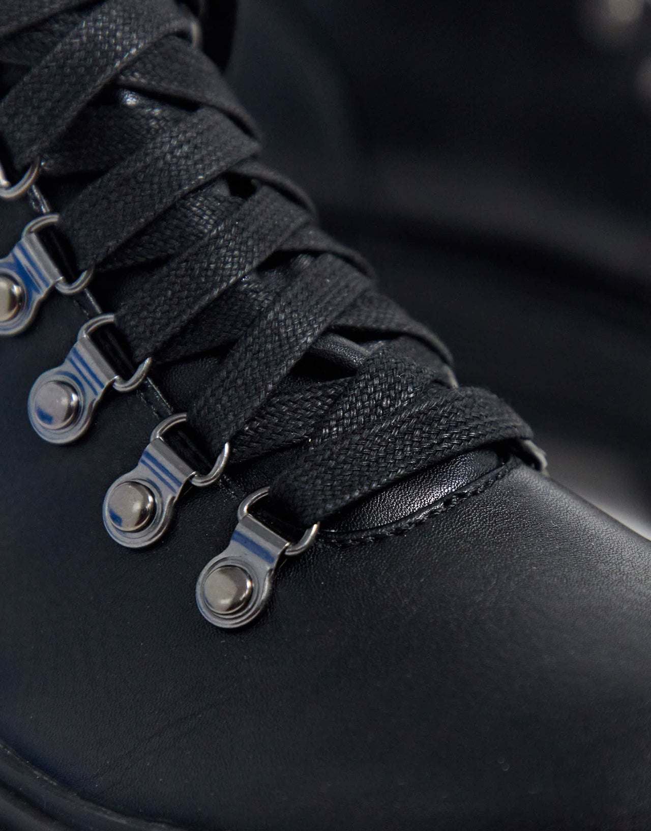 Bershka lace front hiker boots in black