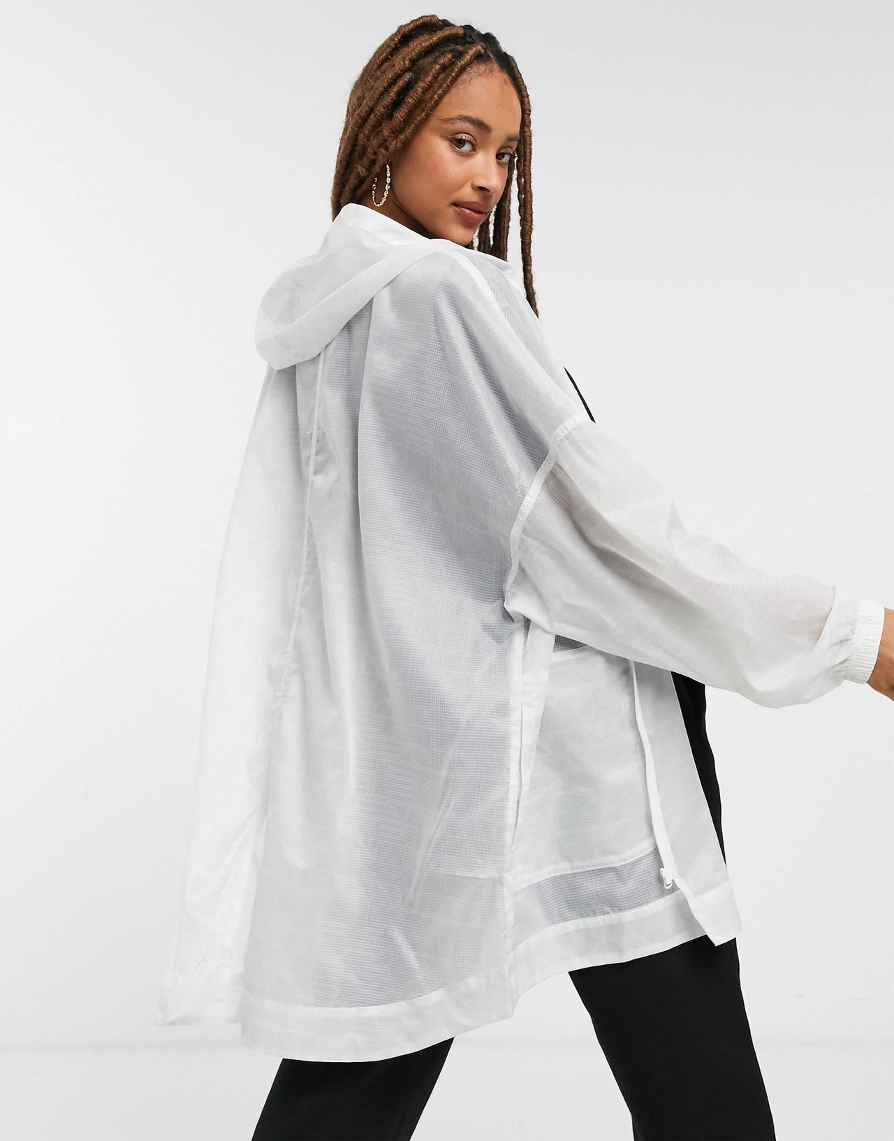 Nike oversized lightweight hooded jacket in white