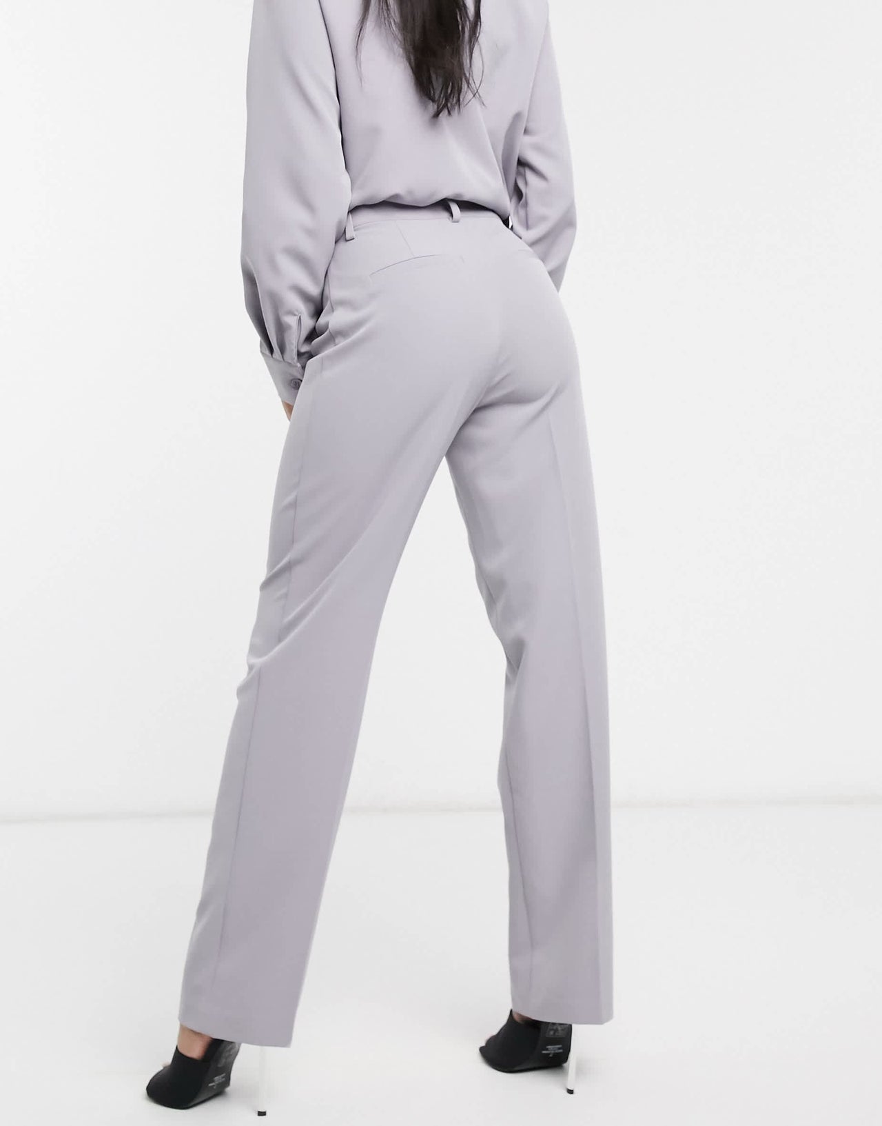 NA-KD co-ord creased straight leg trousers in dusty blue