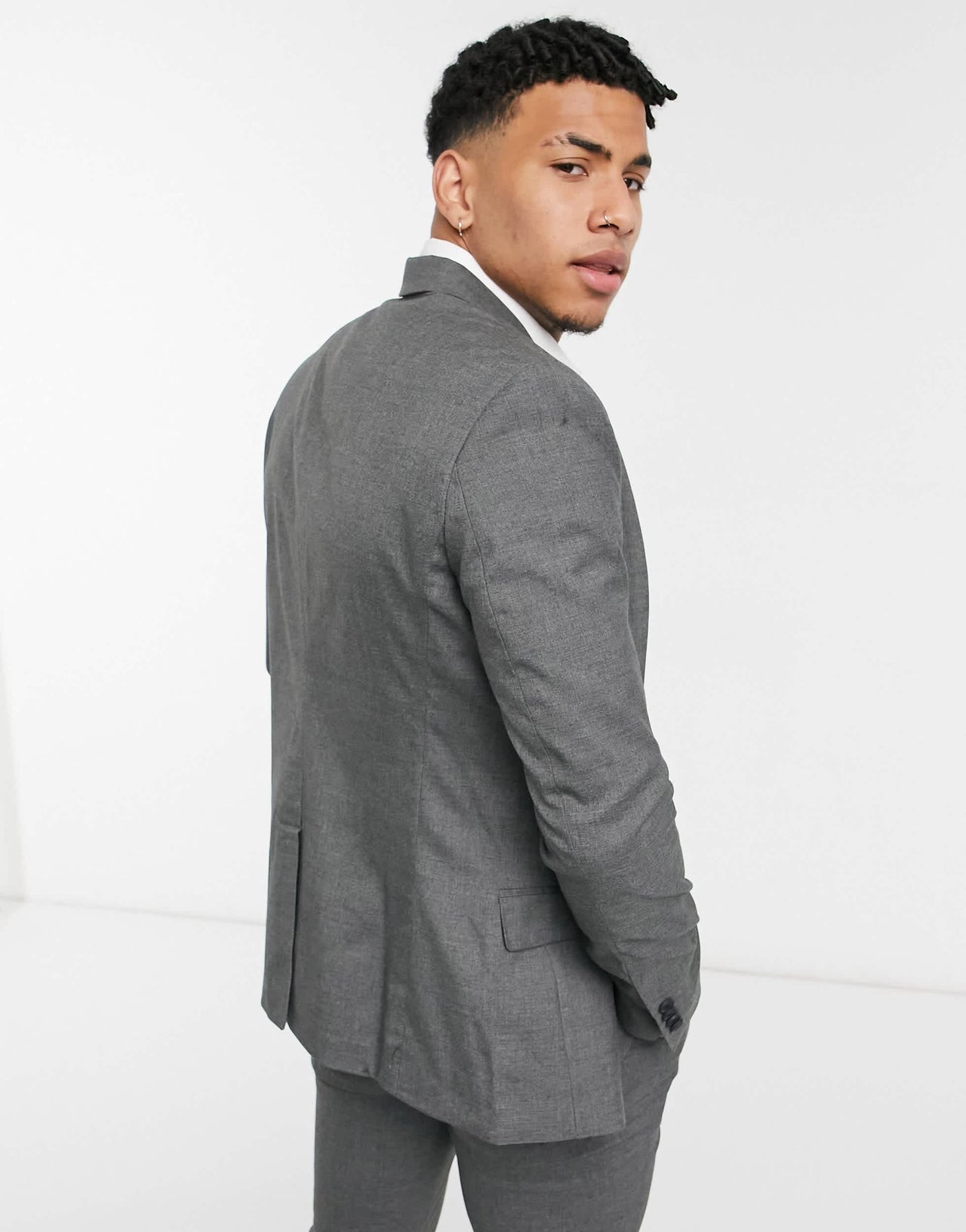 New Look skinny suit jacket in dark grey