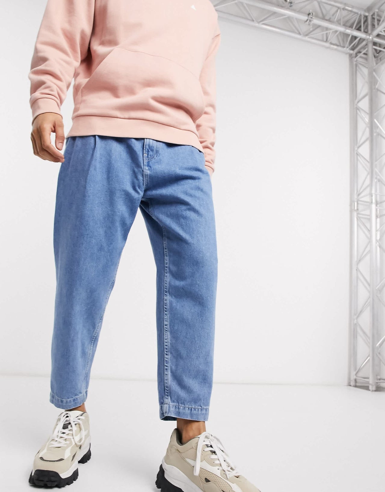 Bershka balloon fit jeans in light blue