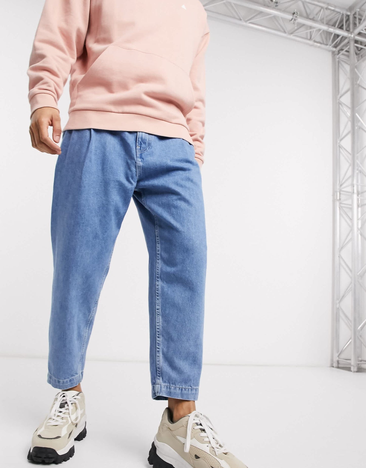 Bershka balloon fit jeans in light blue