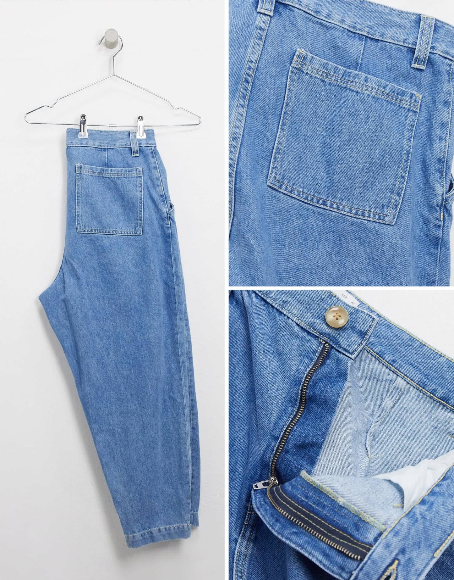 Bershka balloon fit jeans in light blue
