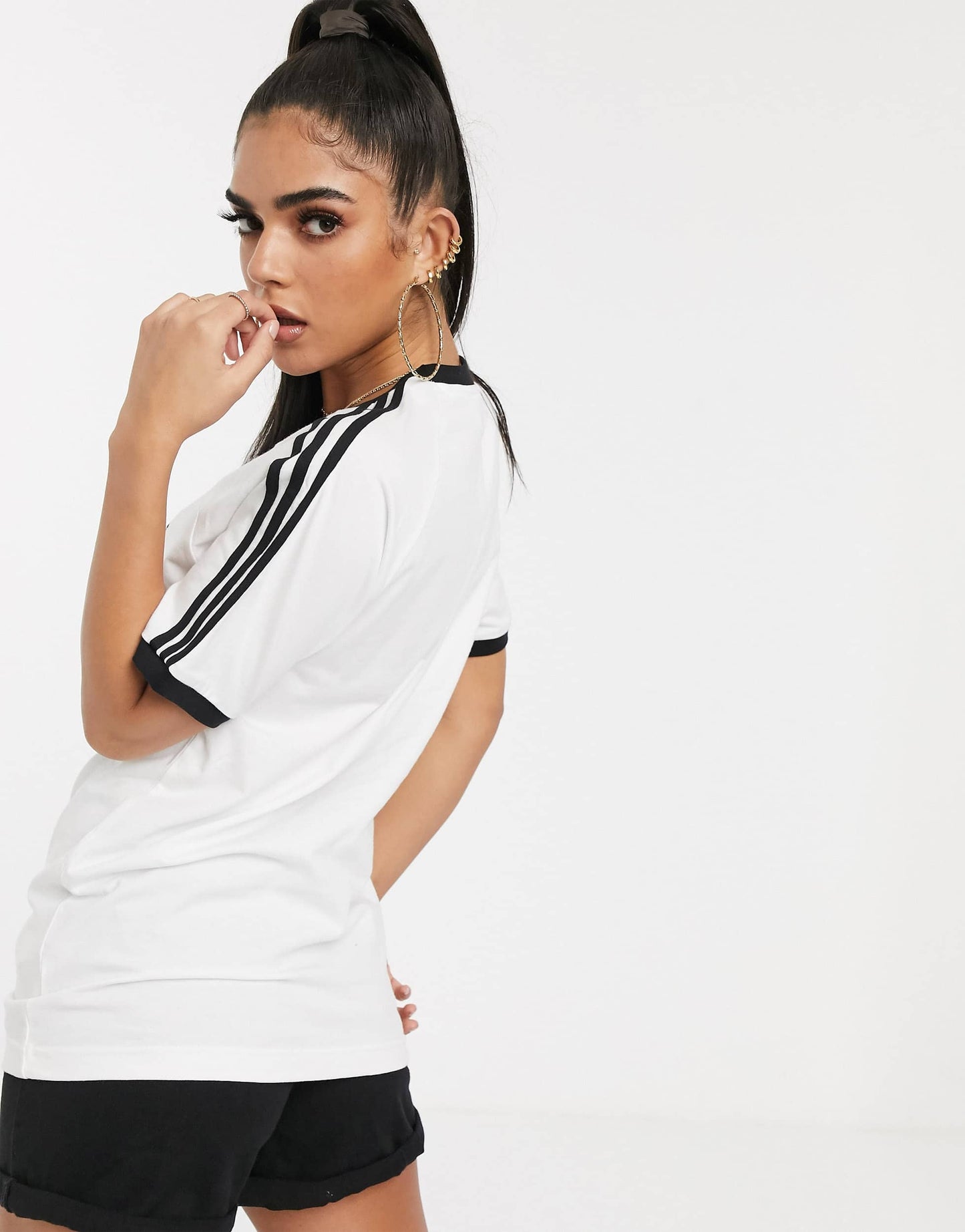 adidas Originals adicolor three stripe t-shirt in white