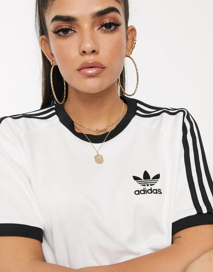 adidas Originals adicolor three stripe t-shirt in white