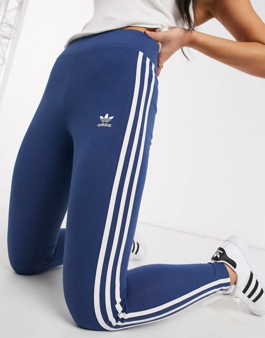 adidas Originals adicolor high waisted three stripe legging in navy