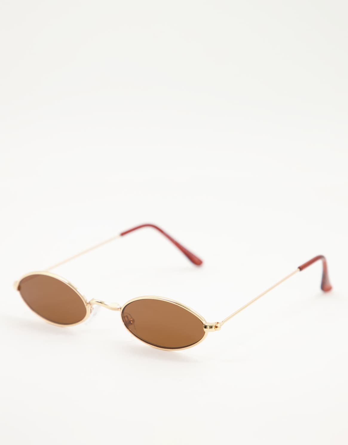 Bershka gold rimmed oval sunglasses in brown
