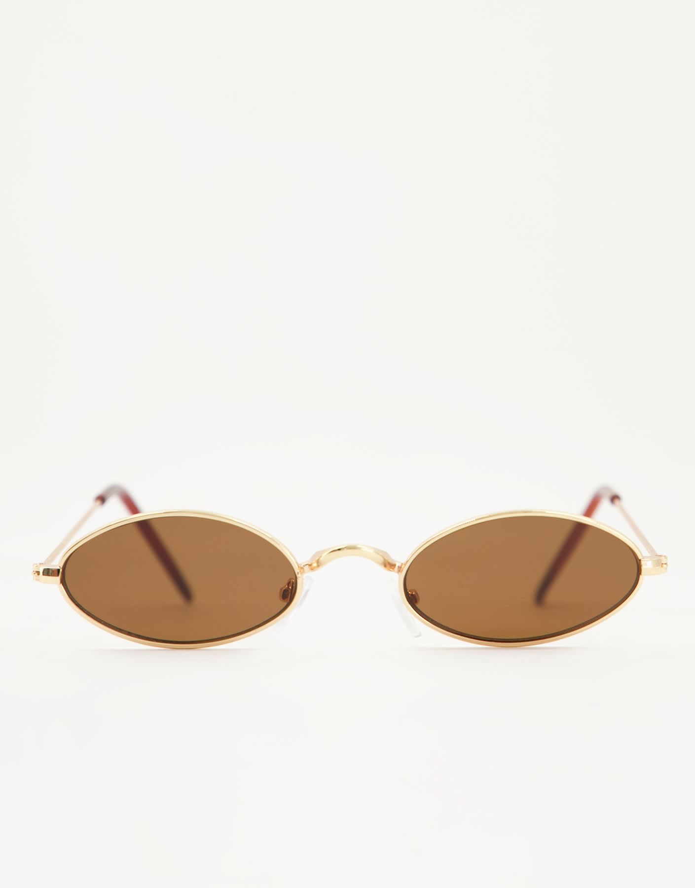 Bershka gold rimmed oval sunglasses in brown
