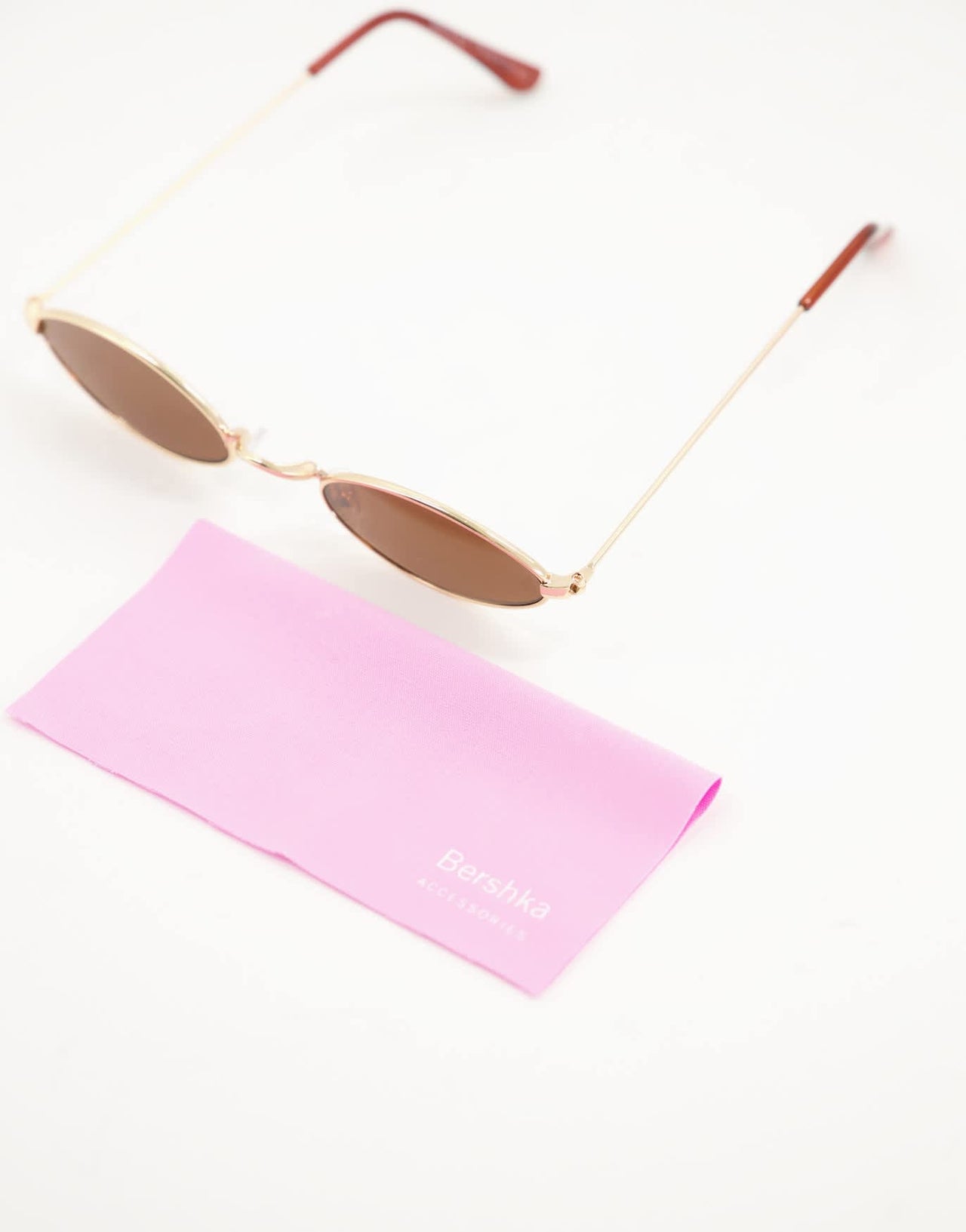 Bershka gold rimmed oval sunglasses in brown