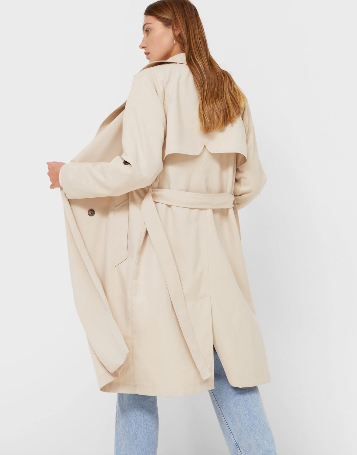 Stradivarius trench coat in light stone