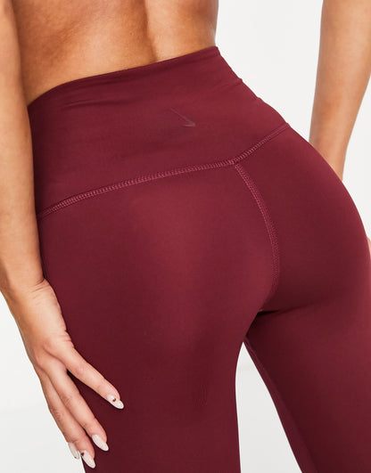 Nike Yoga Dri-FIT lurex tape 7/8 high-waisted leggings in burgundy