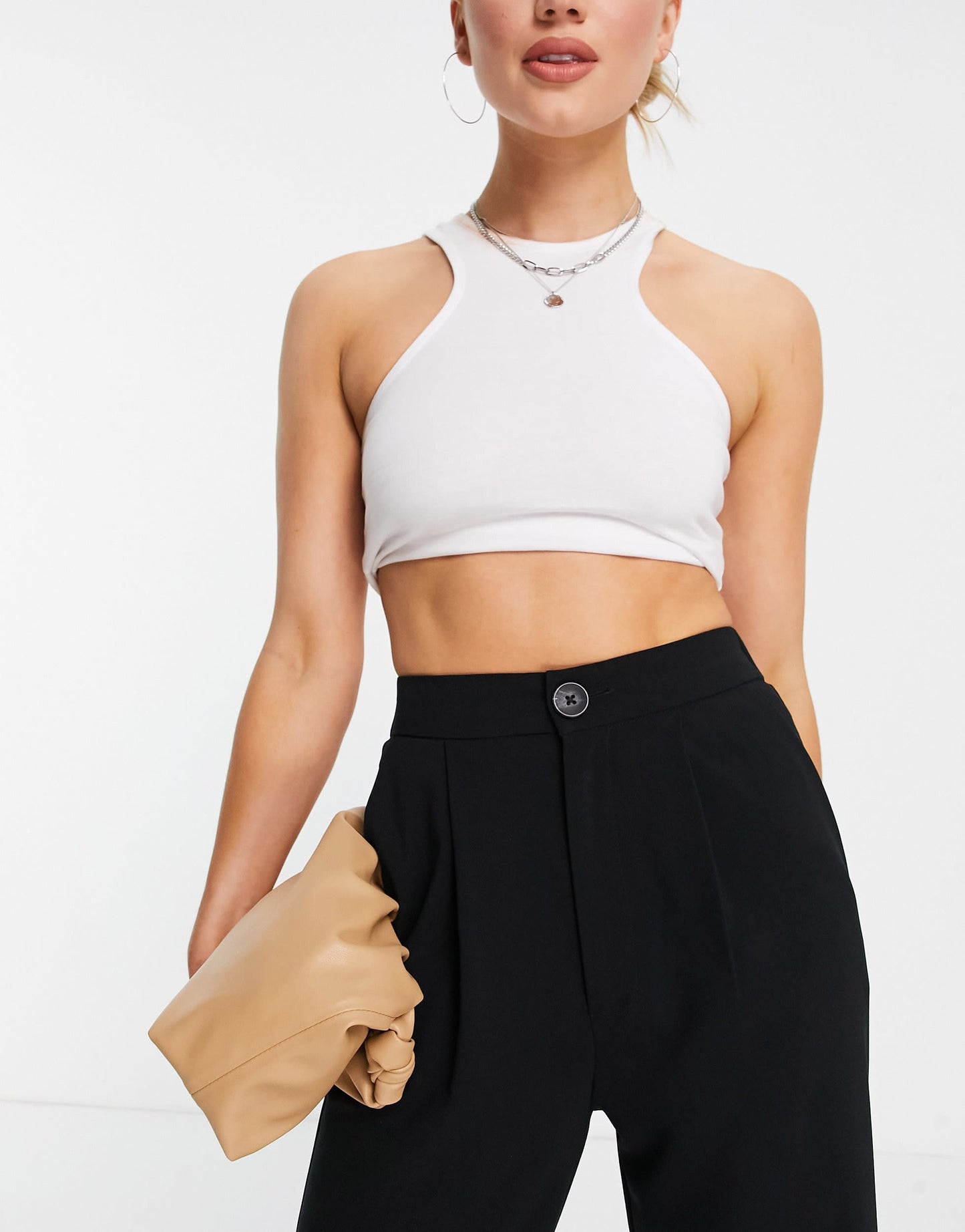 Stradivarius wide leg relaxed dad trousers in black