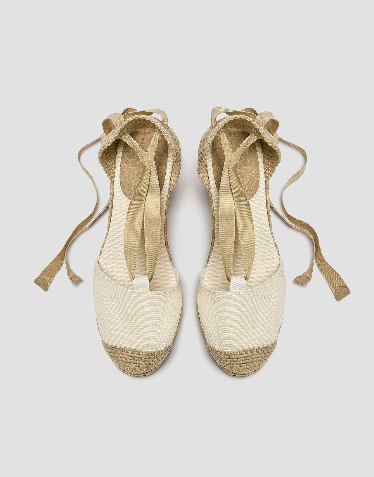 Pull&bear heeled espadrille tie up shoes in khaki